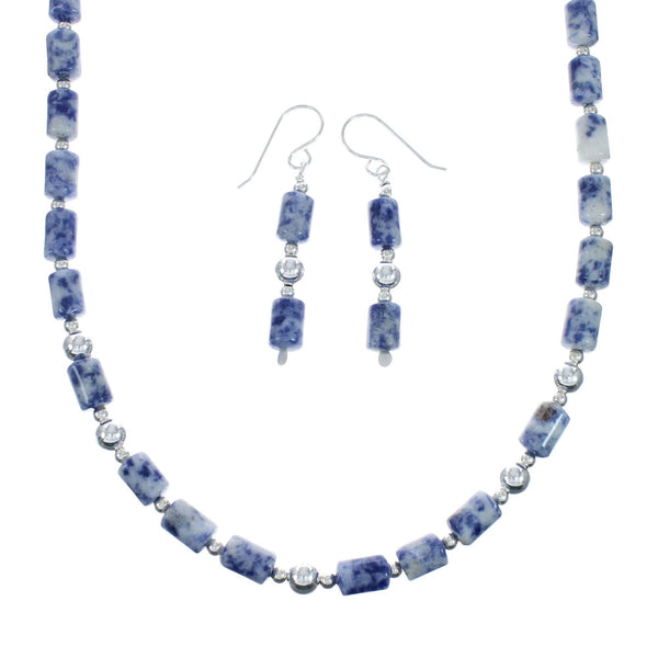 Genuine Sterling Silver Southwest Dumortierite Bead Necklace X10250